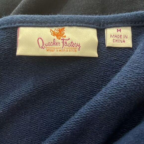 Quaker Factory  Blue Women's Top with Embellished Neckline - Picture 6 of 8